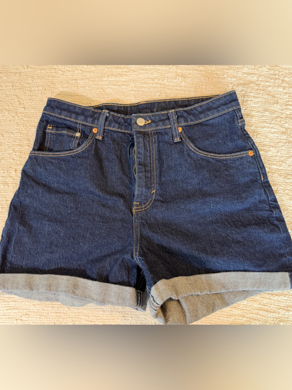 H&M Dark Blue Rolled Cuff Denim Shorts